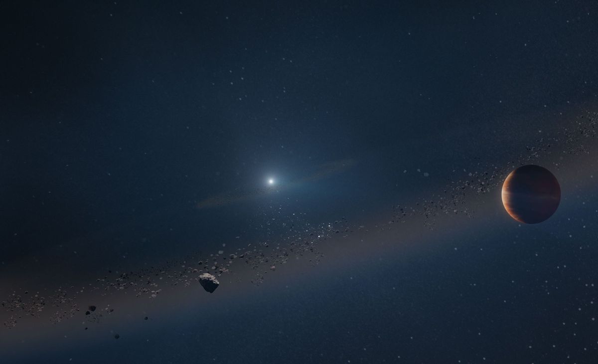 Onlangs werd een gasreus ontdekt in een baan rond een witte dwerg Dit biedt een inkijkje in hoe ons eigen zonnestelsel er mogelijk uit komt te zien nadat de zon is opgezwollen tot een rode reus Dat proces betekent het einde voor de meeste planeten in het binnenste deel van het zonnestelsel