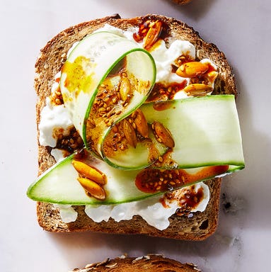 cucumber cottage cheese toast