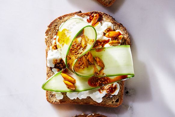 cucumber cottage cheese toast