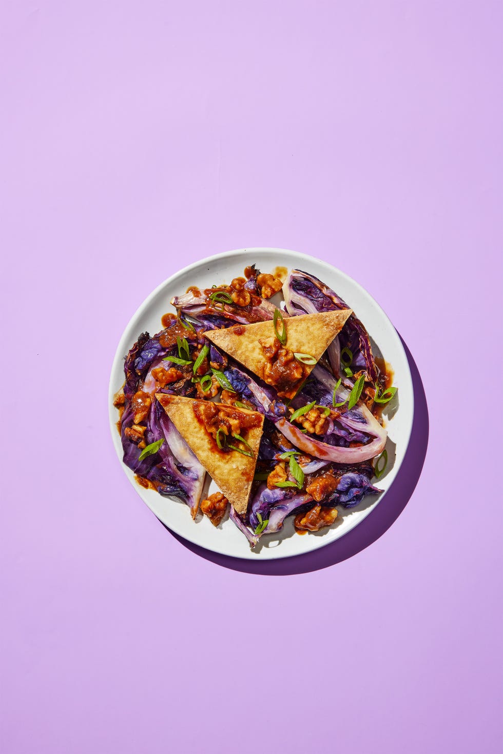 roasted cabbage and tofu with walnut miso sauce