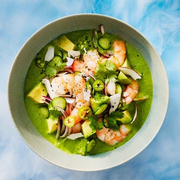 shrimp, cucumber, and tomatillo aguachile