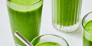 green smoothies in glass cups