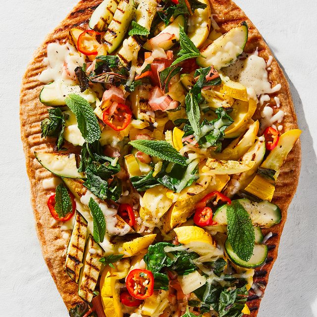 chard and summer squash pizza