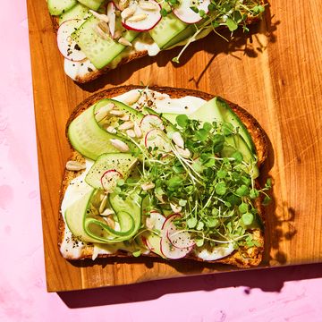 cucumber and cress toasts with horseradish