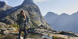 woman backpacking solo