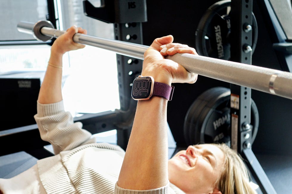 liz bench presses in the new apple watch series 10