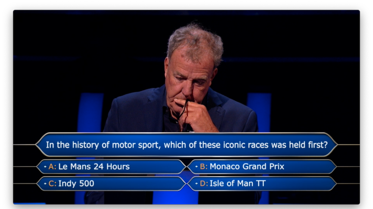 Clarkson on whether he knew answer to £1m question on Millionaire