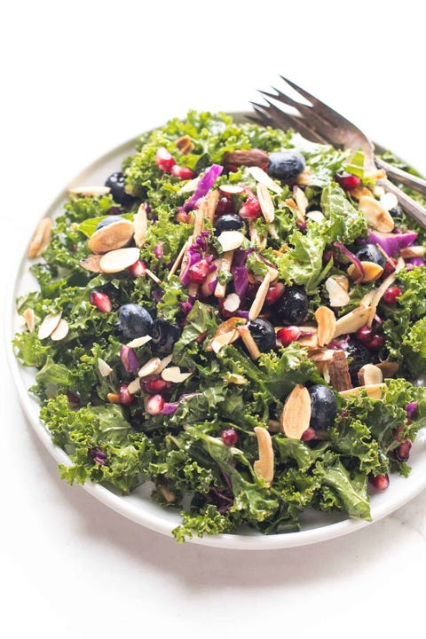 keto kale pomegranate blueberry salad