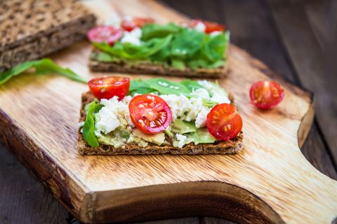 cheese and whole grain crackers with fruit and vegetables are great for cyclists