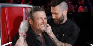 the voice    live top 8 results episode 1615b    pictured l r blake shelton, adam levine, carson daly    photo by trae pattonnbcnbcu photo bank