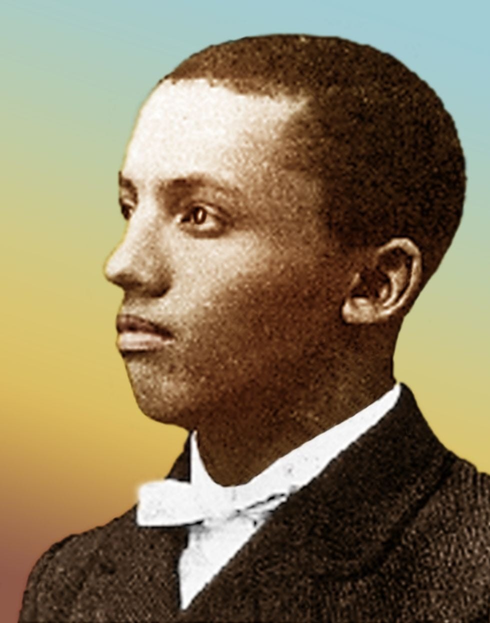 colorized portrait depicts american historian, author, and journalist carter godwin woodson 1895