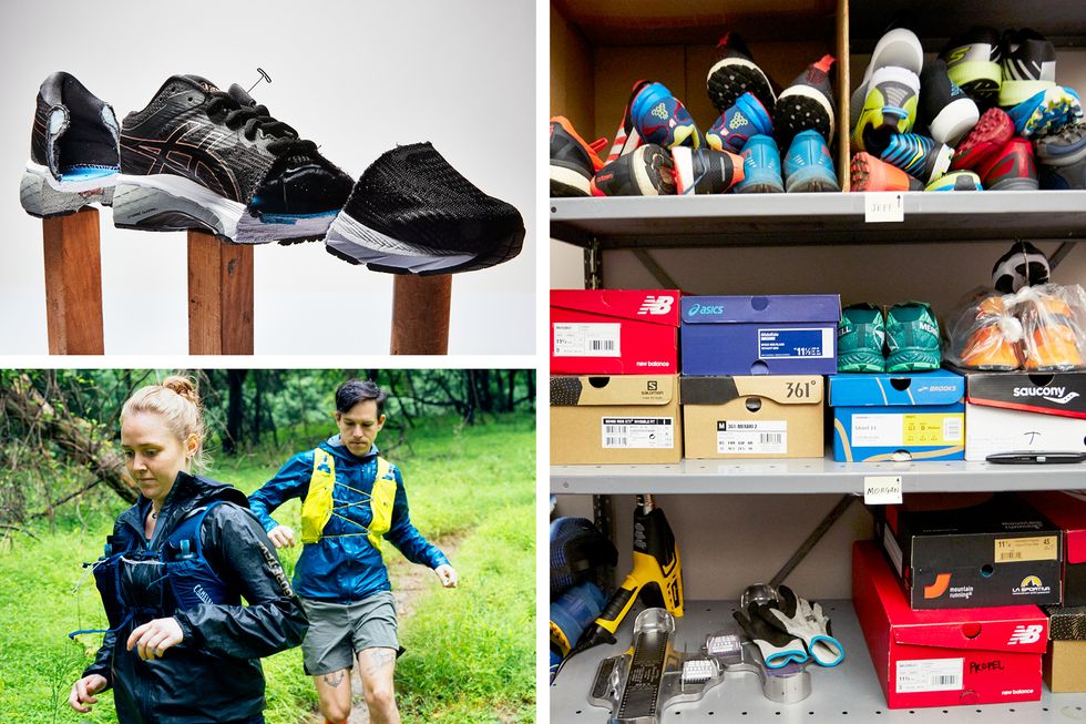 Footwear, Shoe, Hiking equipment, Shelf, Room, Collection, Athletic shoe, Skate shoe, Closet, 