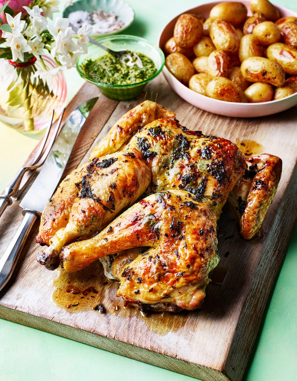 wild garlic spatchcock chicken