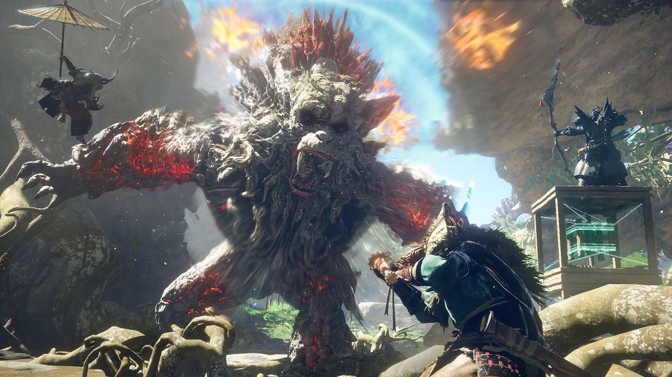 corazones salvajes, los personajes jugadores se enfrentan a una bestia gigante