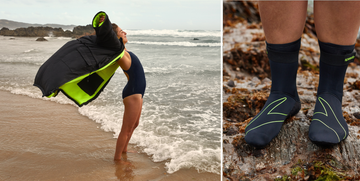 a person holding a life jacket on a beach