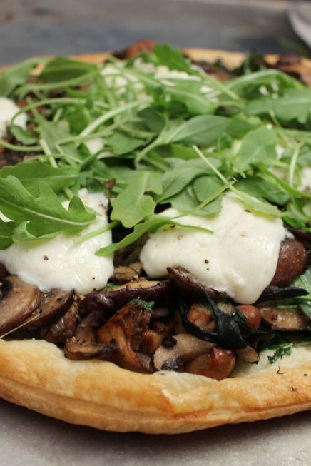 wild mushroom and burrata tart