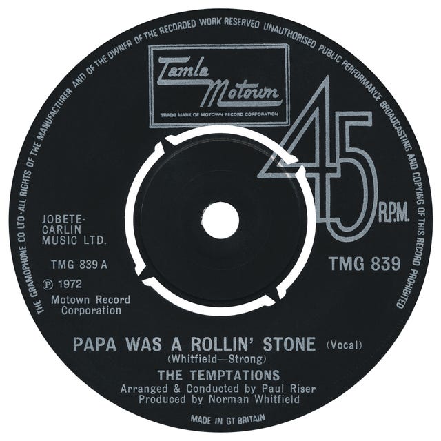 Papa Was A Rollin' Stone by The Temptations record
