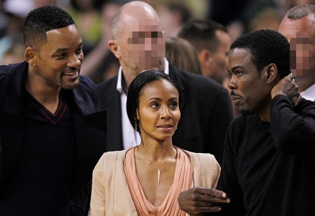 will smith, jada pinkett y chris rock juntos presumiendo de amistad en 2012