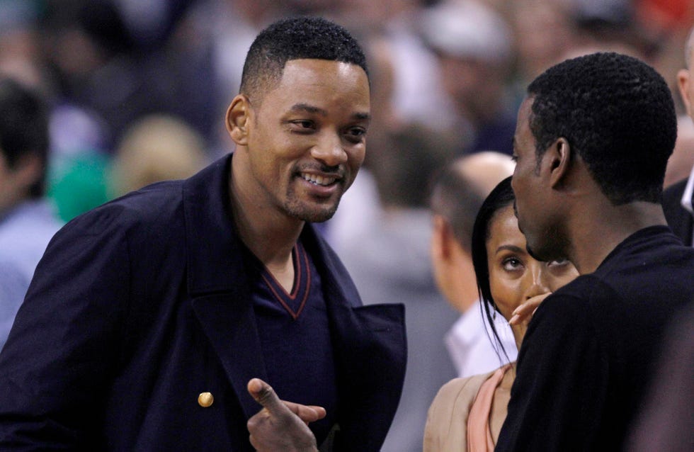 will smith, jada pinkett y chris rock juntos presumiendo de amistad en 2012