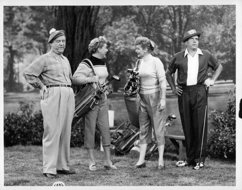 vintage celebs playing sports   lucille ball and desi arnaz in 'i love lucy'