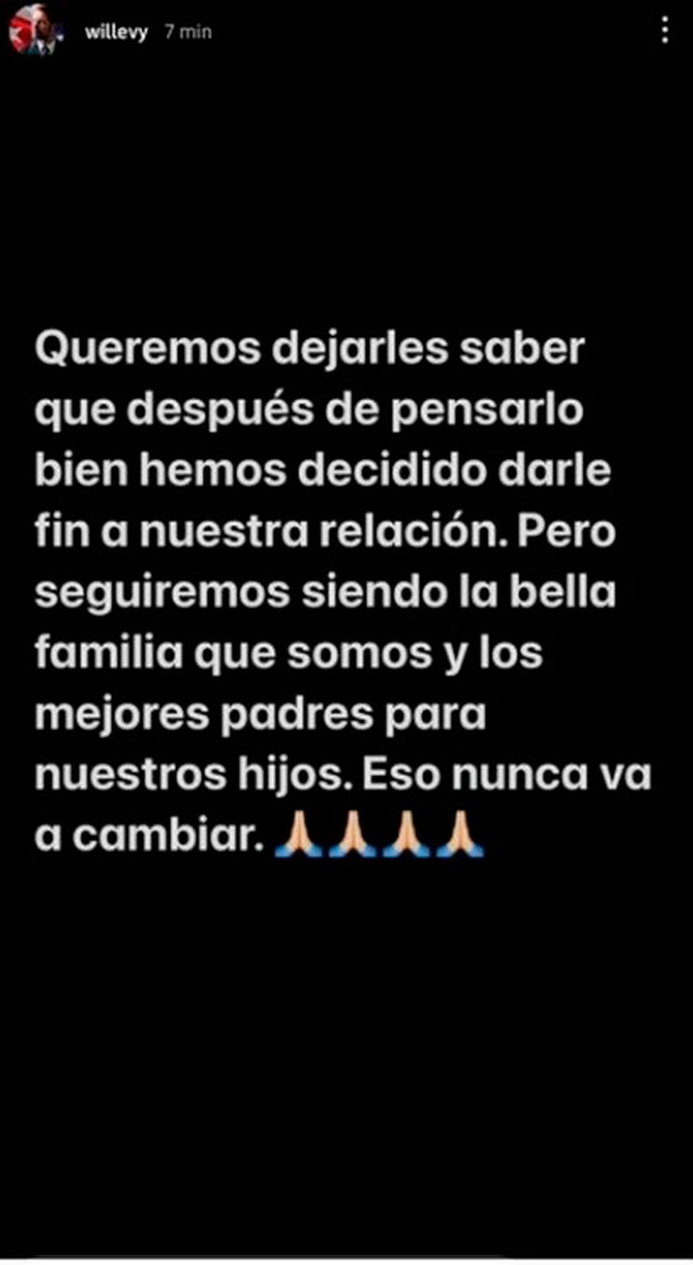 wiliam levy anuncia su separación