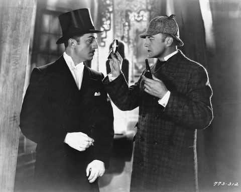 william powell and john barrymore in the silent film sherlock holmes 1922