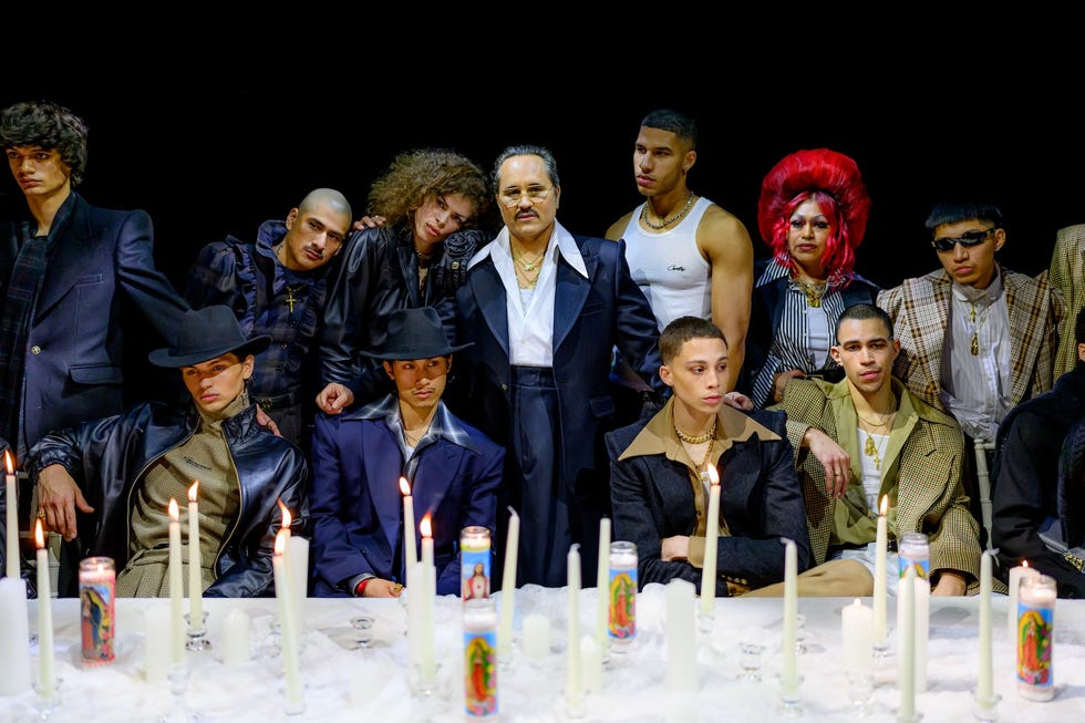 new york, new york february 09 designer willy chavarria c poses with all the models on the runway during the willy chavarria fashion show at 67 west in brooklyn on february 09, 2024 in new york city photo by roy rochlingetty images