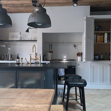 industrial kitchen with winchester wood kitchen stool, cult furniture