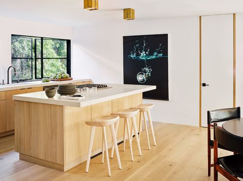 modern kitchen with serving window