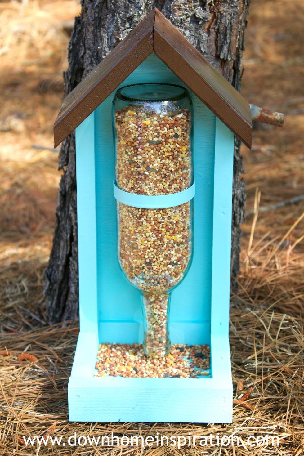 wine bottle crafts bird feeder