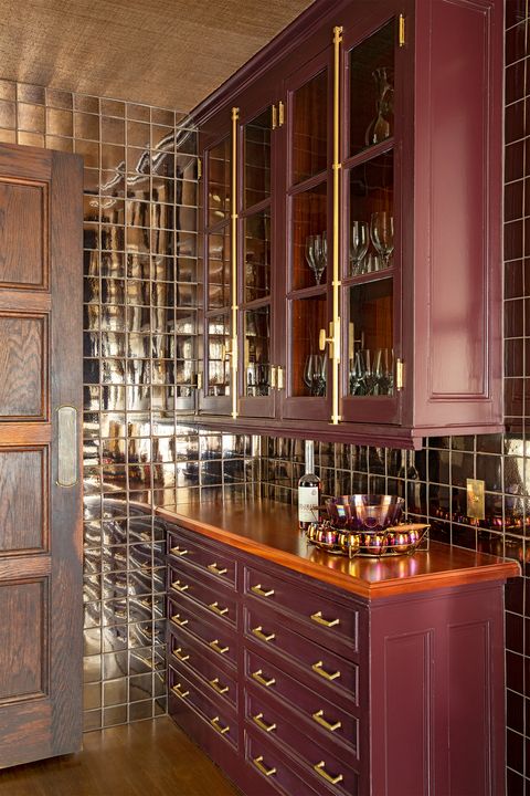 wine colored butlers pantry