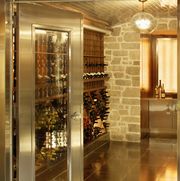 wine cellar with stainless steel doors