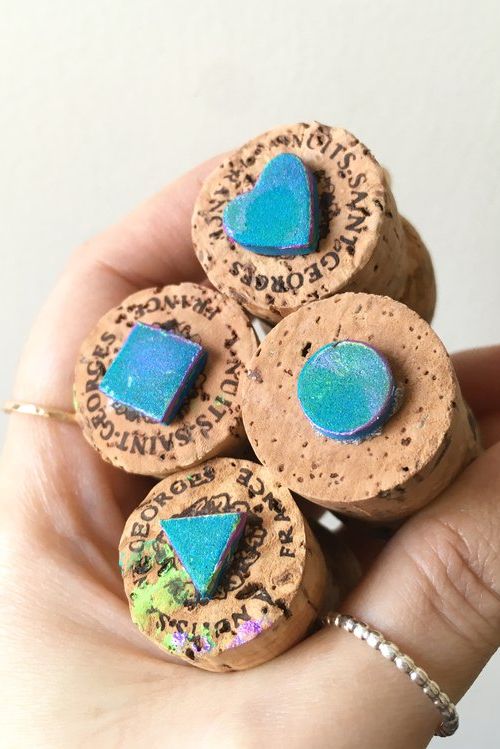 earth day crafts wine cork foam stamps