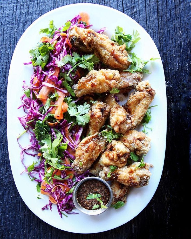 wings with honey cilantro slaw
