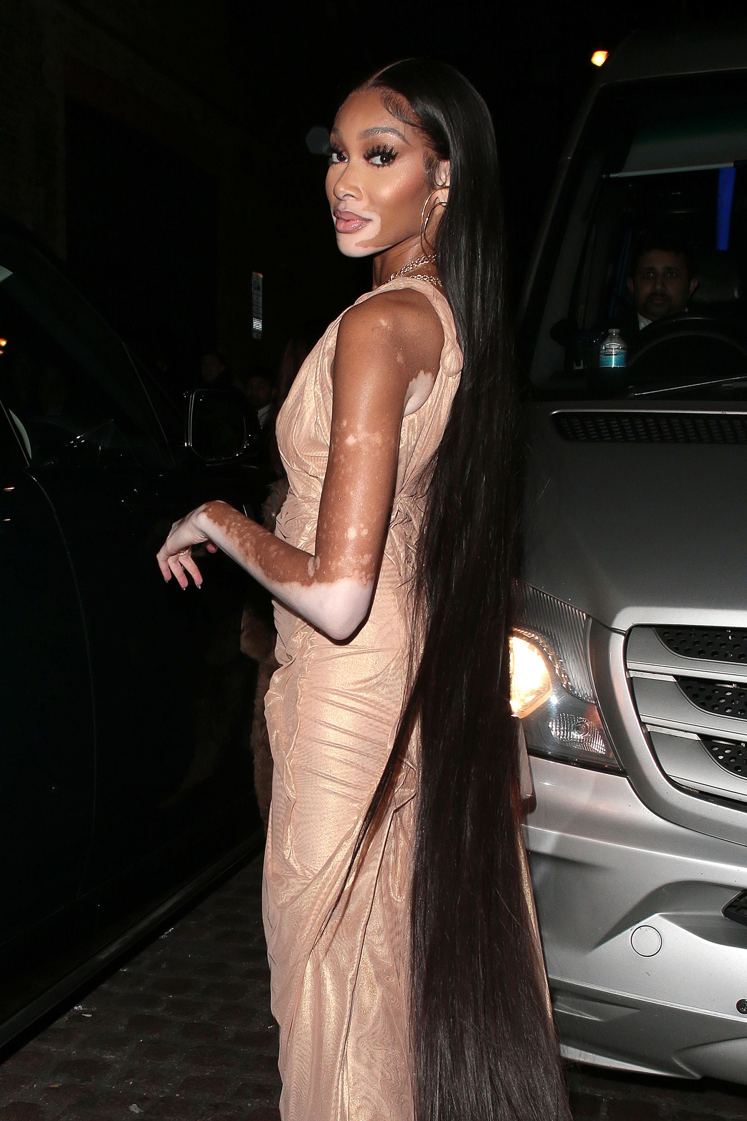 Fashion, Shopping & Style, Winnie Harlow Stuns in a Shredded Corset Dress  With a Thigh-High Slit