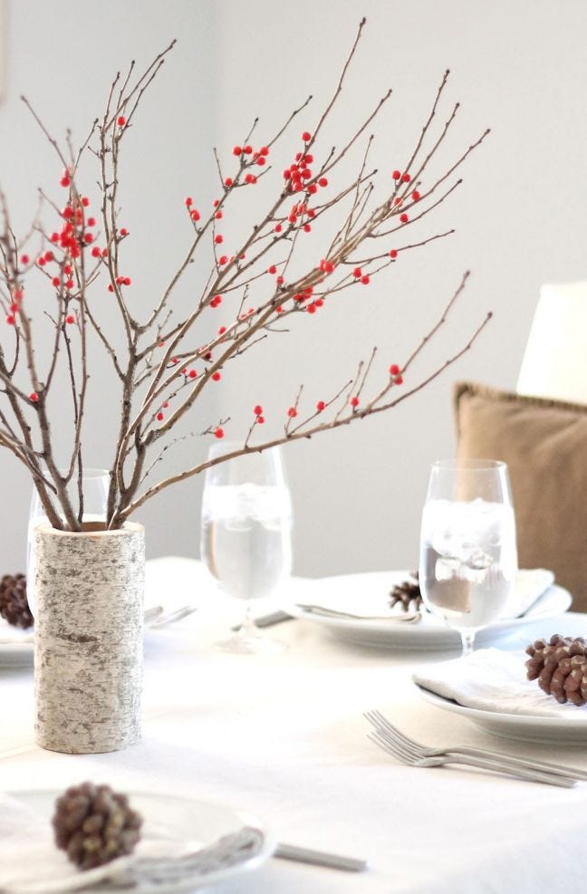 winter crafts birch vase