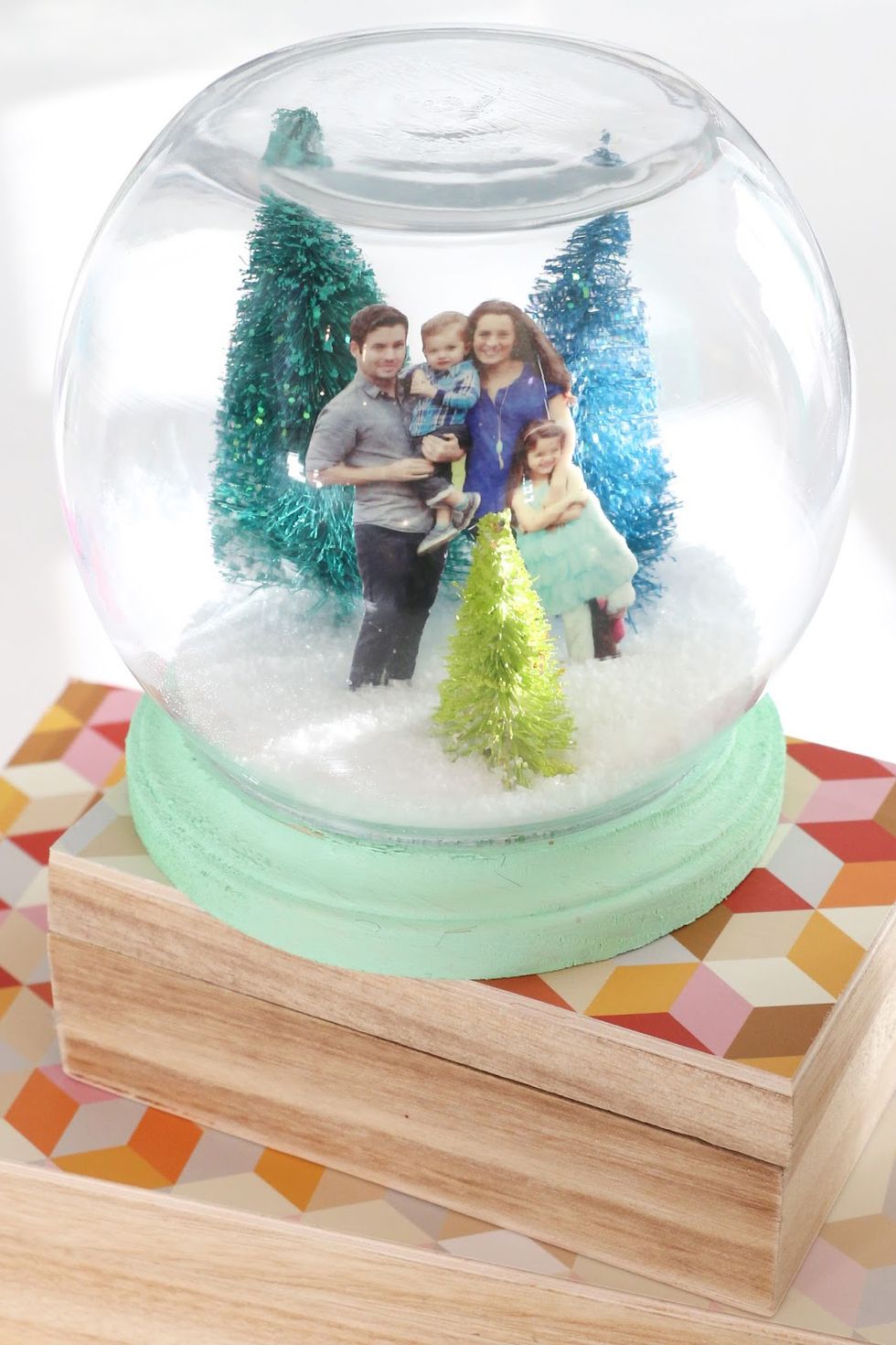 winter crafts family portrait snow globe