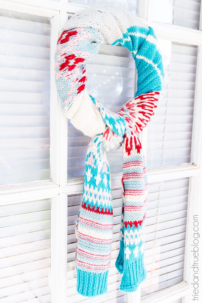 winter crafts scarf wreath