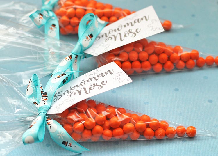 winter crafts snowman nose candy gift