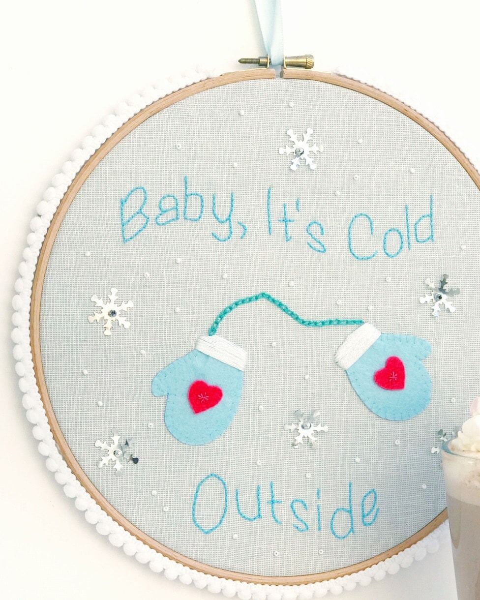 winter decorations embroidery hoop