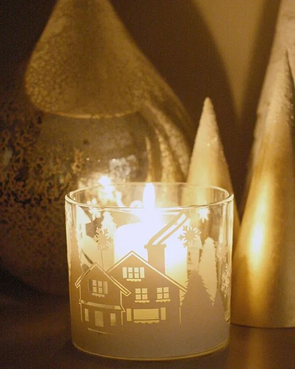 winter decorations winter village candleholder