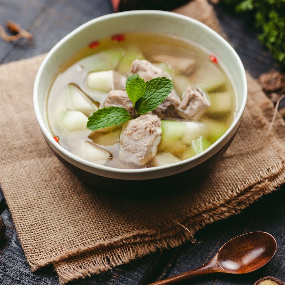 winter melon spareribs soup, chinese cantonese cuisine