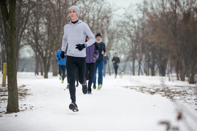 Winter running in park