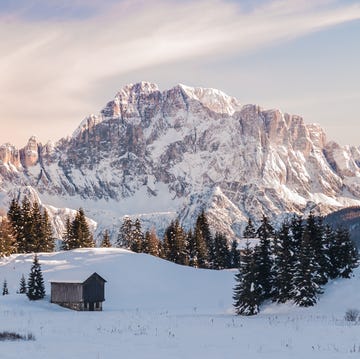 winter view of val badia, dolomites, italy