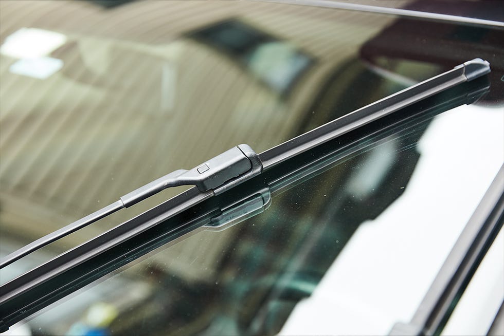 wiper blade positioned on a car windshield