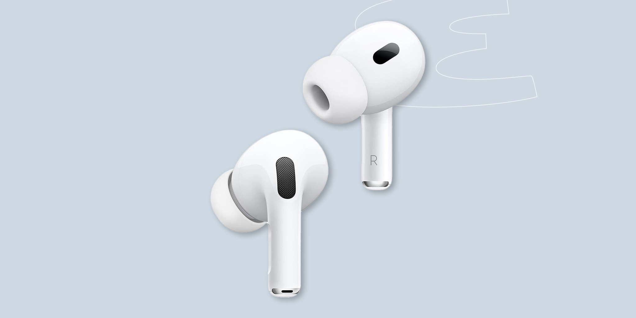 a pair of white earbuds a pair of white earbuds