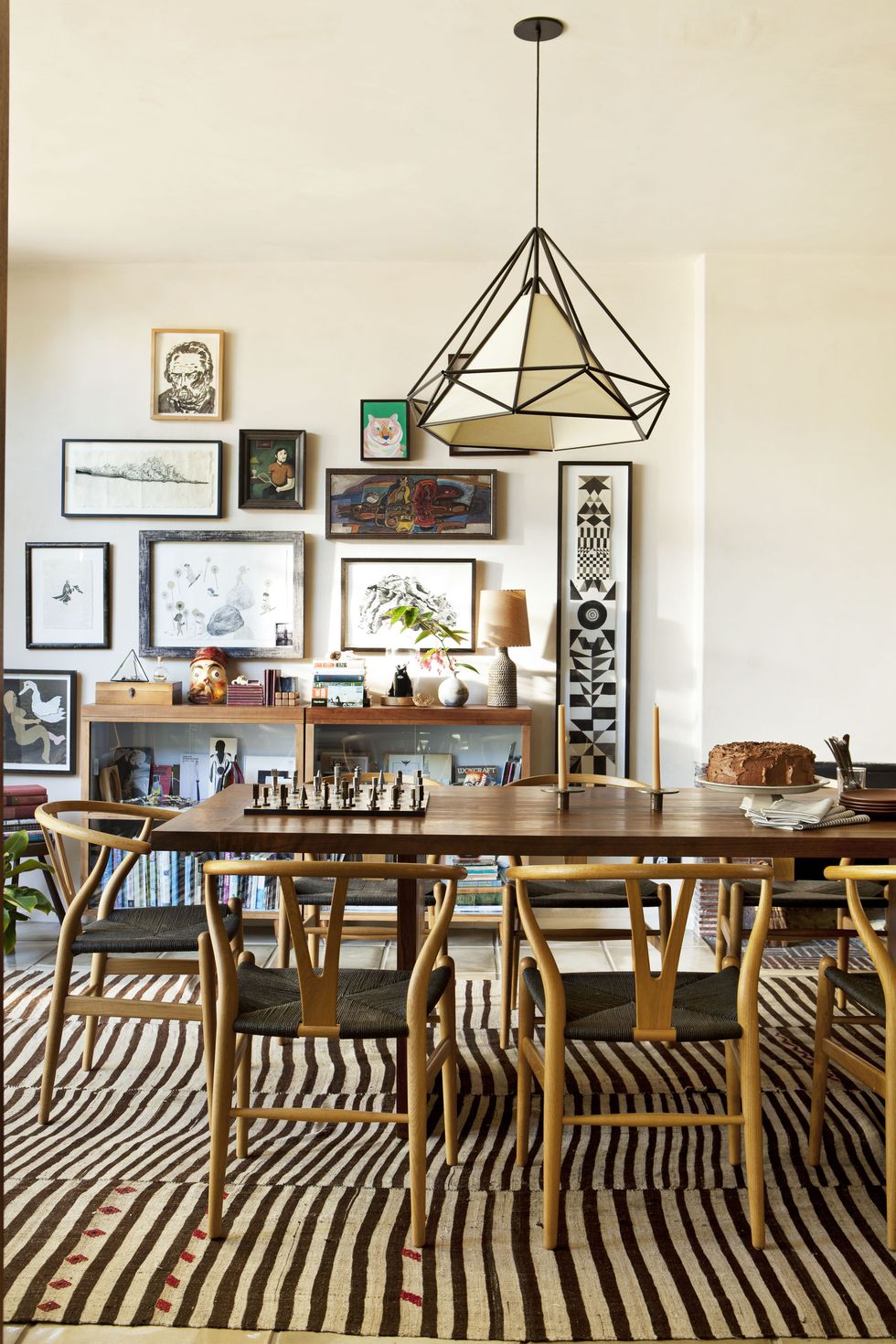 wishbone chairs in dining room