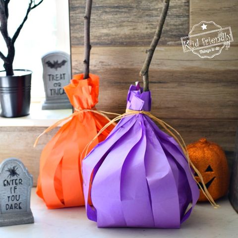 paper bag witch broom craft
