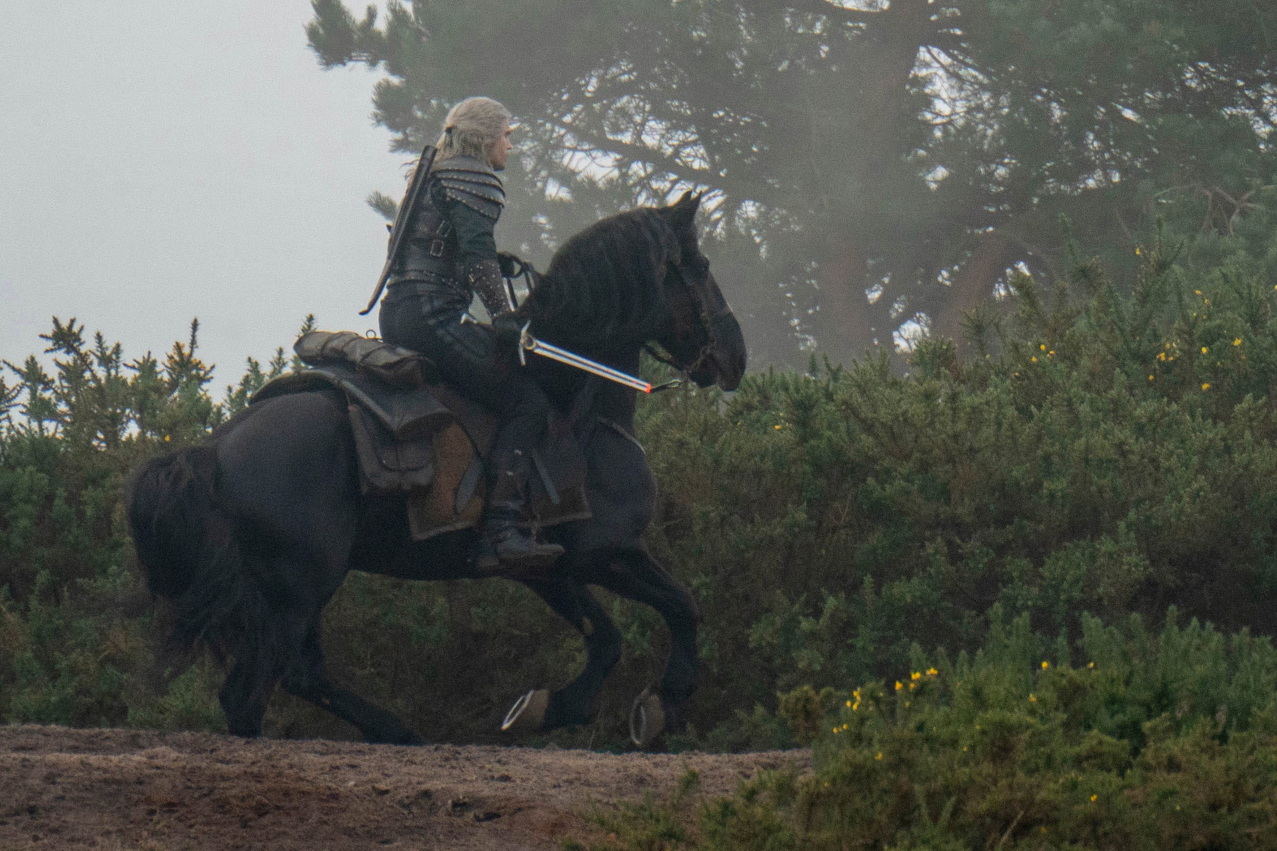 actor henry cavill on the set the witcher series 2  in 26 november 2020