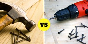 screws vs nails, types of fasteners impact driver, handheld power drill, drill accessories, tool, rotary tool, drill, impact wrench, hammer drill, screw gun, metalworking hand tool,